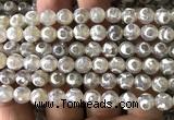 CAA6171 15 inches 8mm faceted round electroplated Tibetan Agate beads