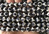 CAA6211 15 inches 8mm faceted round electroplated Tibetan Agate beads