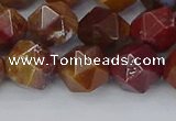 CAA1002 15.5 inches 10mm faceted nuggets red moss agate beads