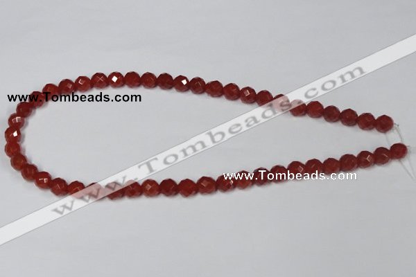 CAA118 15.5 inches 8mm faceted round red agate gemstone beads