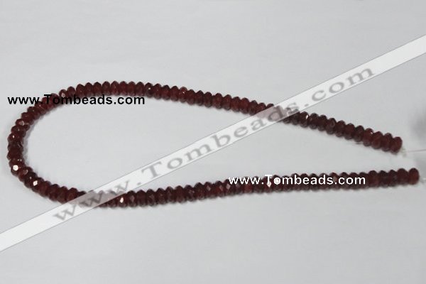 CAA123 15.5 inches 5*8mm faceted rondelle red agate gemstone beads