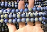 CAA1317 15.5 inches 10mm round matte plated druzy agate beads