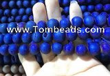 CAA1360 15.5 inches 14mm round matte plated druzy agate beads
