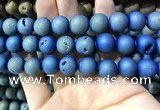 CAA1378 15.5 inches 16mm round matte plated druzy agate beads