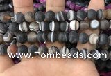 CAA1483 15.5 inches 12mm round matte banded agate beads wholesale