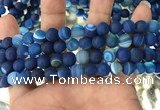 CAA1506 15.5 inches 8mm round matte banded agate beads wholesale