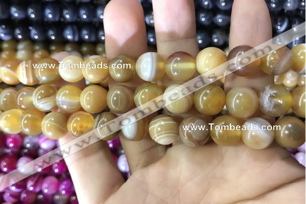 CAA1552 15.5 inches 12mm round banded agate beads wholesale