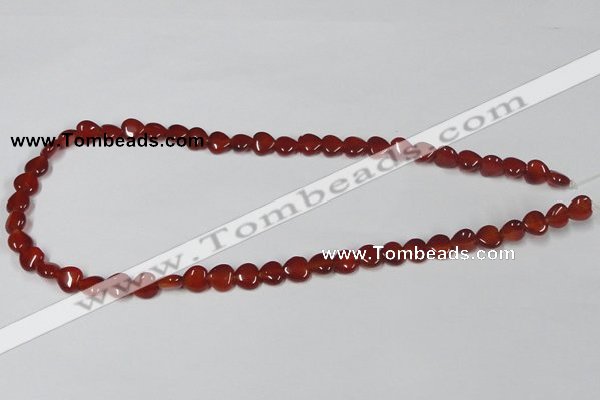 CAA162 15.5 inches 8*8mm heart red agate gemstone beads
