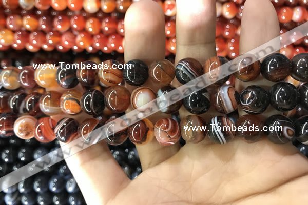 CAA1623 15.5 inches 10mm round banded agate beads wholesale