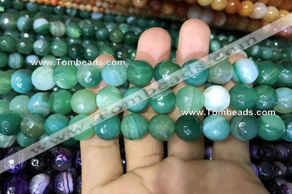 CAA1678 15.5 inches 12mm faceted round banded agate beads