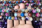 CAA1682 15.5 inches 10mm faceted round banded agate beads