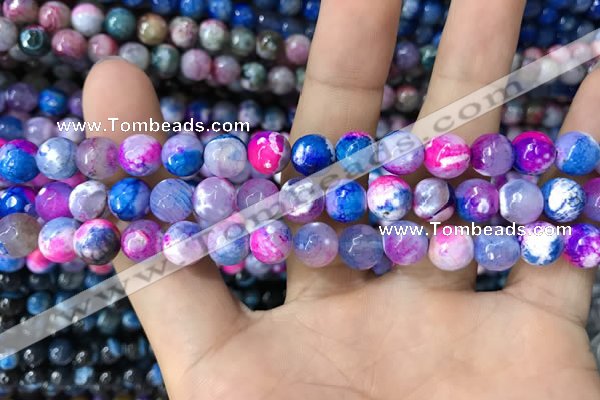 CAA1709 15 inches 8mm faceted round fire crackle agate beads
