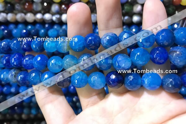 CAA1737 15 inches 10mm faceted round fire crackle agate beads