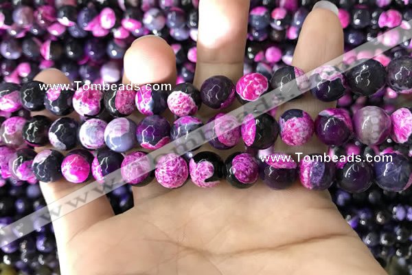 CAA1778 15 inches 10mm faceted round fire crackle agate beads