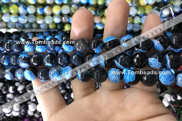 CAA1779 15 inches 10mm faceted round fire crackle agate beads