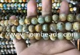 CAA1786 15 inches 10mm faceted round fire crackle agate beads