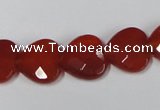 CAA180 15.5 inches 14*14mm faceted heart red agate gemstone beads