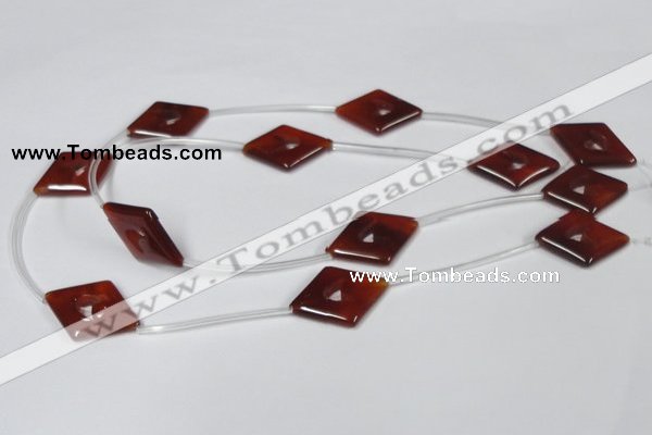 CAA188 15.5 inches 22*30mm diamond red agate gemstone beads