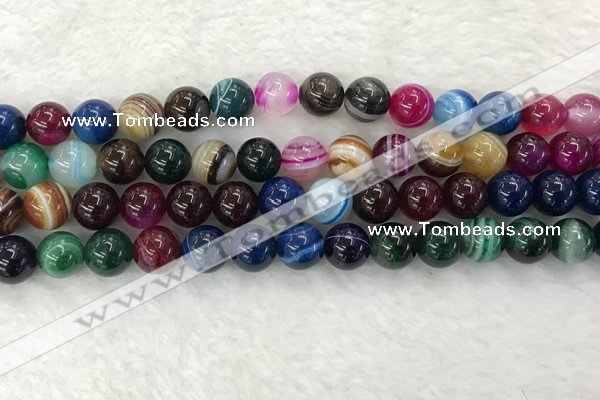 CAA2033 15.5 inches 10mm round banded agate gemstone beads