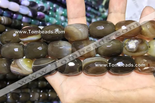 CAA2151 15.5 inches 15*20mm faceted drum agate beads wholesale