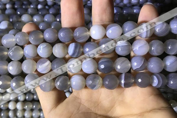 CAA2194 15.5 inches 12mm faceted round banded agate beads