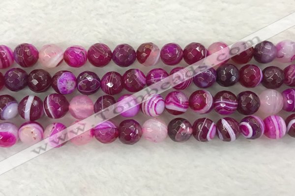 CAA2221 15.5 inches 10mm faceted round banded agate beads