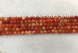 CAA2225 15.5 inches 4mm faceted round banded agate beads