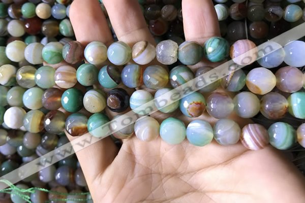 CAA2266 15.5 inches 10mm faceted round banded agate beads