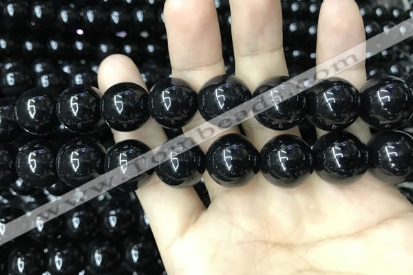 CAA2409 15.5 inches 18mm round black agate beads wholesale