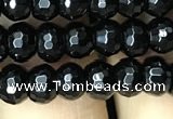 CAA2469 15.5 inches 4*6mm faceted rondelle black agate beads