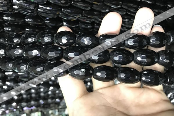 CAA2504 15.5 inches 13*18mm faceted rice black agate beads wholesale