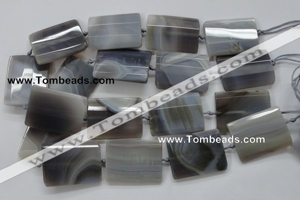 CAA255 15.5 inches 30*40mm faceted rectangle grey line agate beads