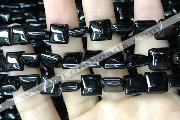 CAA2557 15.5 inches 14*14mm square black agate beads wholesale