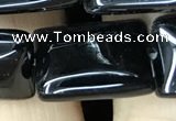 CAA2569 15.5 inches 15*20mm rectangle black agate beads wholesale