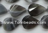 CAA258 15.5 inches 18*25mm twisted & faceted teardrop grey line agate beads