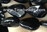 CAA2600 15.5 inches 8*12mm faceted flat teardrop black agate beads
