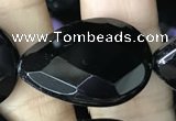 CAA2605 15.5 inches 18*25mm faceted flat teardrop black agate beads