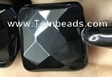 CAA2615 15.5 inches 30*30mm faceted square black agate beads