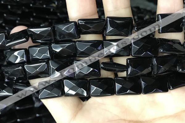 CAA2621 15.5 inches 13*18mm faceted rectangle black agate beads