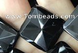 CAA2630 15.5 inches 18*18mm faceted diamond black agate beads