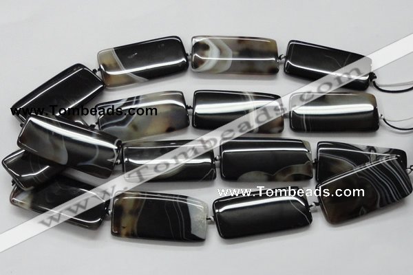 CAA274 15.5 inches 25*50mm rectangle black line agate beads