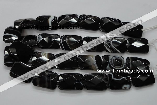 CAA279 15.5 inches 23*30mm faceted rectangle black line agate beads
