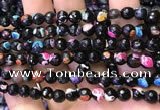 CAA2906 15 inches 6mm faceted round fire crackle agate beads wholesale