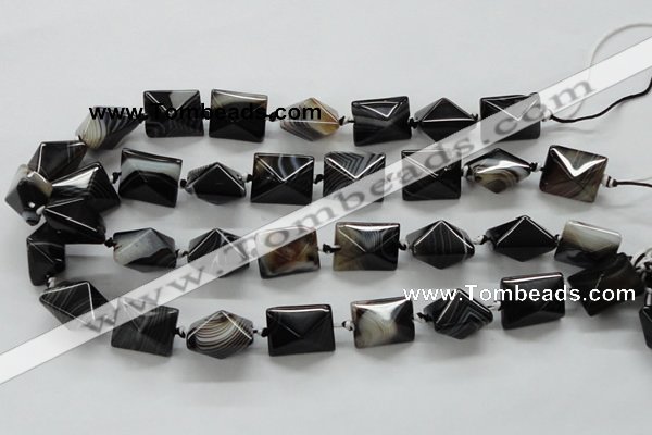 CAA291 15.5 inches 16*16*20mm black line agate gemstone beads