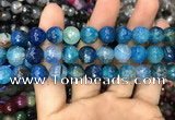 CAA3047 15 inches 10mm faceted round fire crackle agate beads wholesale