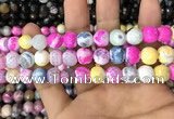 CAA3064 15 inches 10mm faceted round fire crackle agate beads wholesale