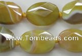 CAA324 15.5 inches 18*25mm faceted oval yellow line agate beads