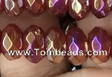 CAA3572 15.5 inches 5*8mm faceted rondelle AB-color red agate beads