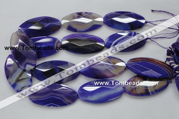 CAA360 15.5 inches 30*40mm faceted oval violet line agate beads