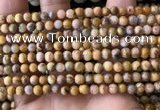 CAA3601 15.5 inches 4mm round yellow crazy lace agate beads